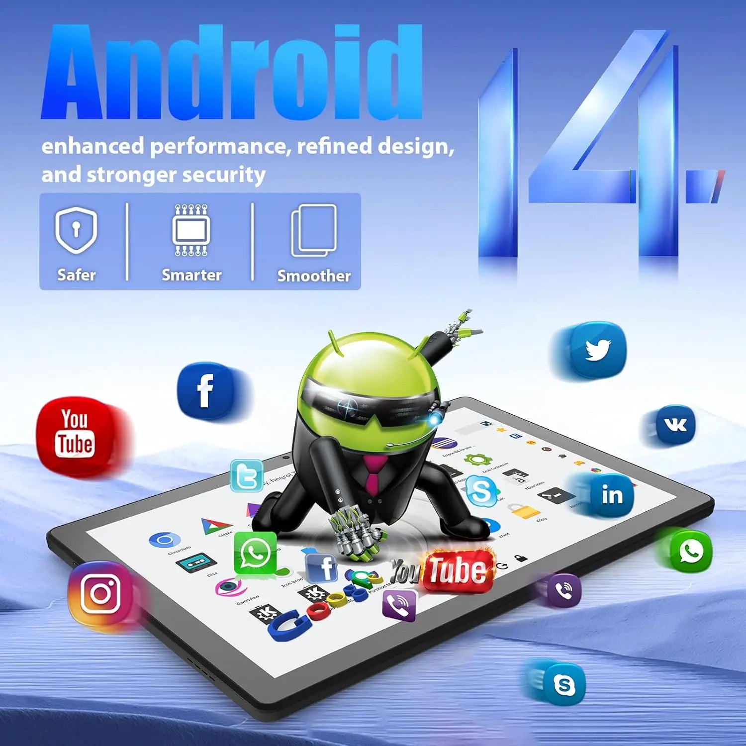 A7L 10.1 Inch Android14 Tablet 14GB RAM 64GB ROM Octa-Core Processor HD IPS WiFi Protective Case Pen Keyboard Mouse Headphone PC Lootquake LLC