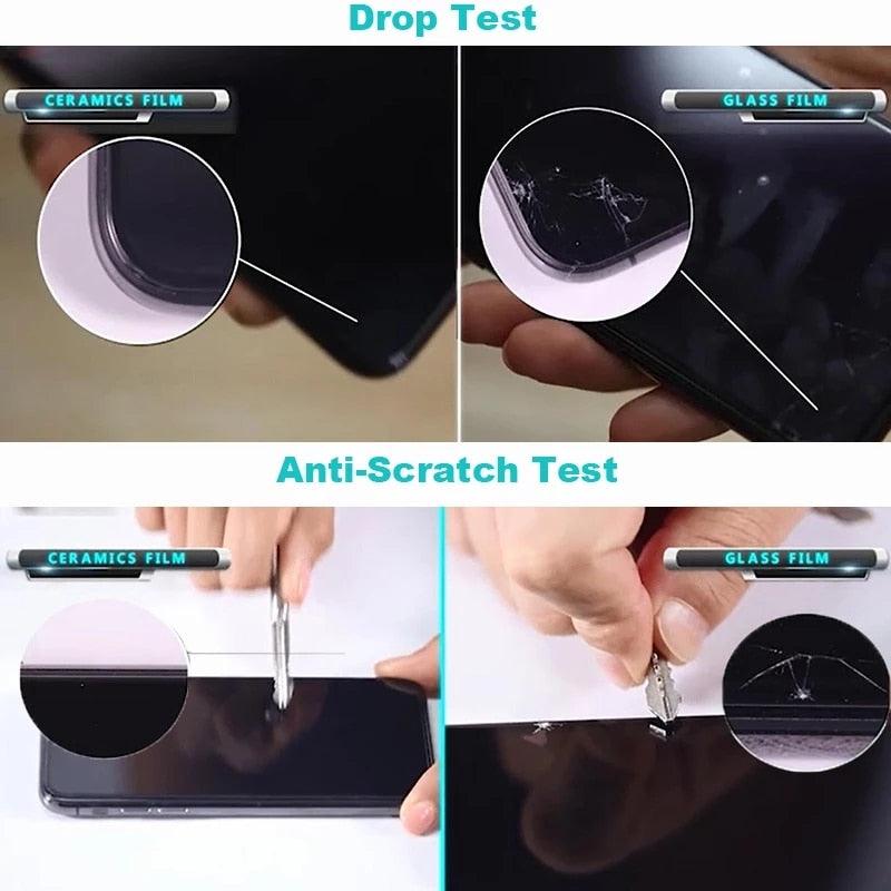 3PCS 100D Ceramic Protective Glass For iPhone 14 13 12 Mini 11 Pro XR XS Max X 8 7 Plus SE 2020 Soft Screen Protector Film Series Tempered Glass Screen Protector Stevvex
