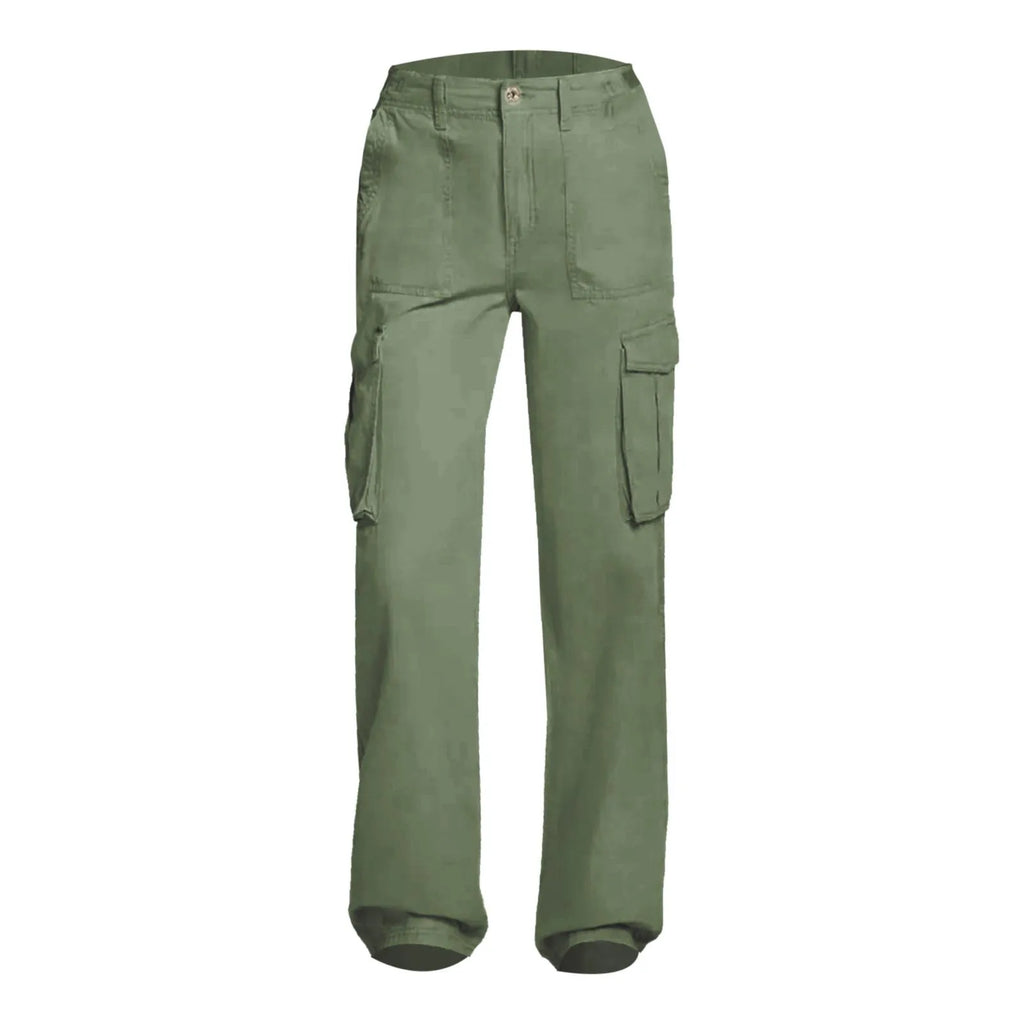 Adjustable Cargo Pants Women Straight Fit Baggy Wide Leg High Waist Pants Pockets Retro Street Style Casual Trousers - SJB-DIAMOND ELITES