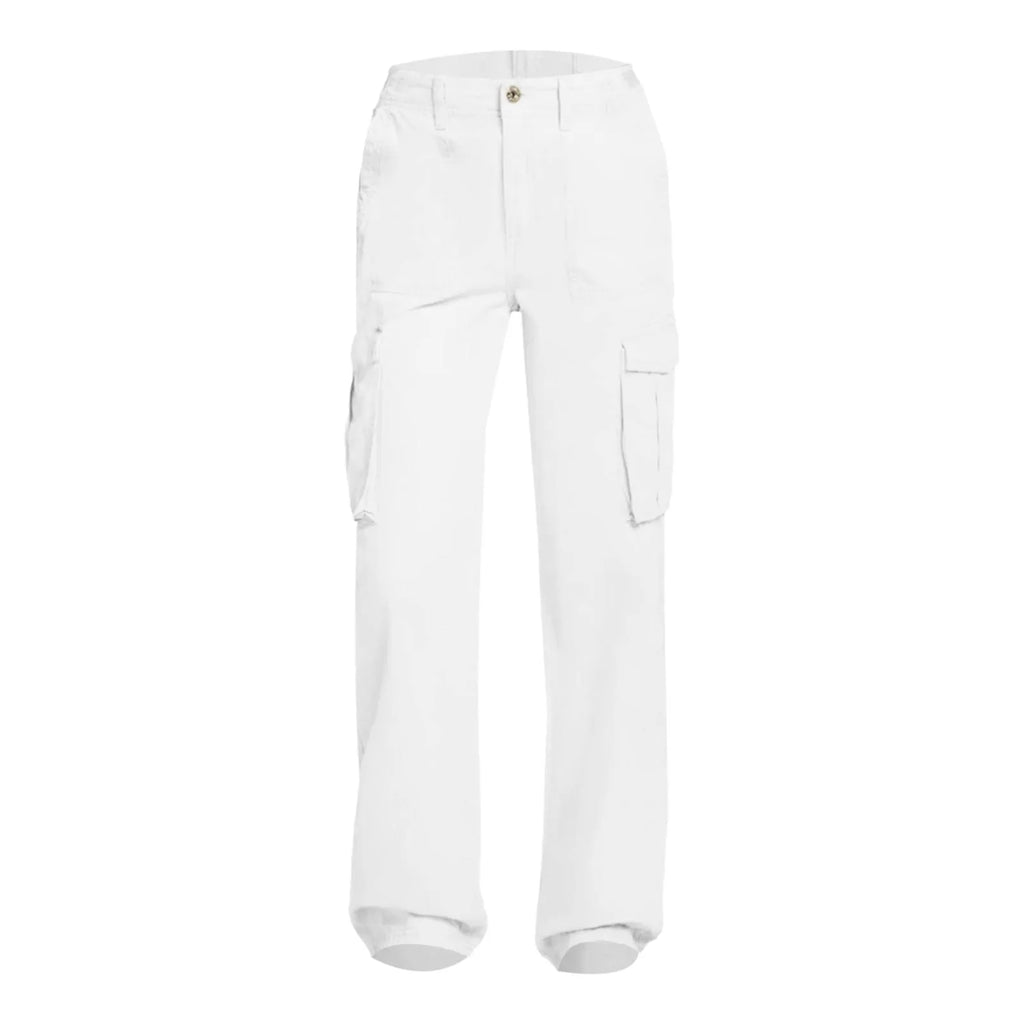 Adjustable Cargo Pants Women Straight Fit Baggy Wide Leg High Waist Pants Pockets Retro Street Style Casual Trousers - SJB-DIAMOND ELITES