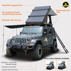 Adventurer Plus Rooftop Tent Hardshell with Side Awning, Air Conditioner Outlet with Bracket, Replaceable Rain Flies