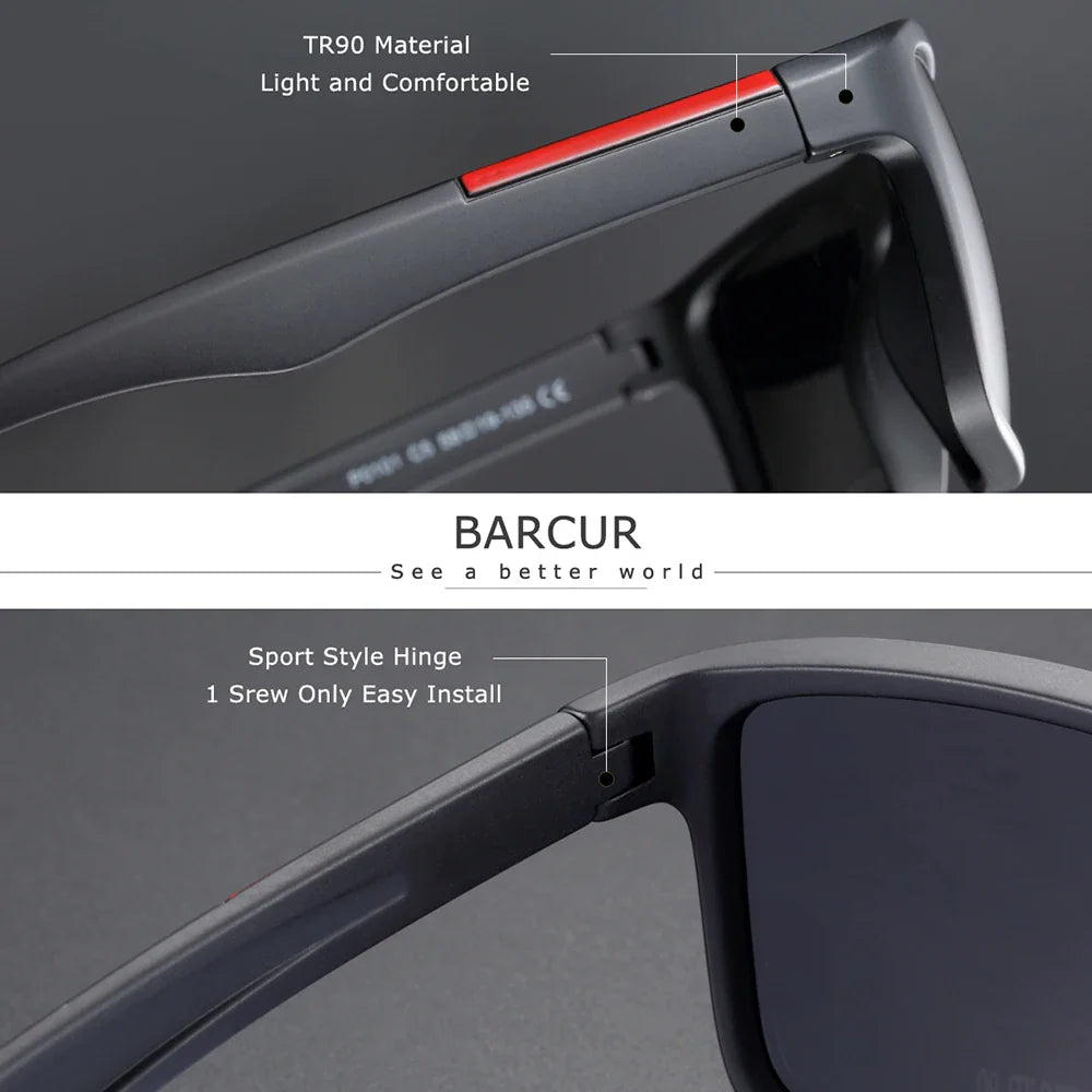 BARCURTR90 Ultralight Polarized Sunglasses for Men Vintage Square Eyewear with UV400 Protection for Summer Stevvex