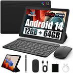 A10L 10 Inch Android Tablet 12GB RAM 64GB ROM IPS HD Touch Screen with Keyboard Case Mouse Stylus 8 in 1 Tablet Kit Lootquake LLC
