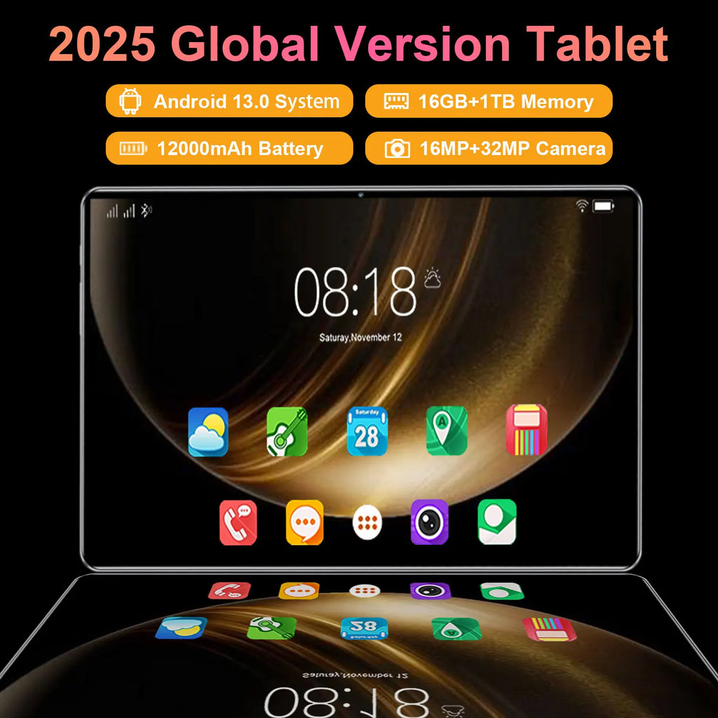 2025 Global Version 10.36 Inch Android 13.0 Tablet Android 16GB Ram 1TB Rom 16MP 32MP 12000mAh Network Bluetooth 5G WIFI Tablets Lootquake LLC