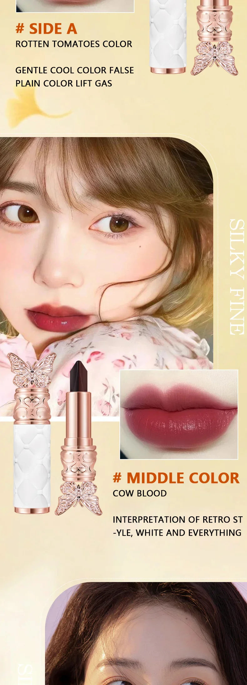 Ocheal Satin-Like Color-Holding Tri-Color Lipstick  Waterproof Long Lasting Liquid Lipstick Tint Moisturizing Tear Off Lip Stain Lootquake LLC