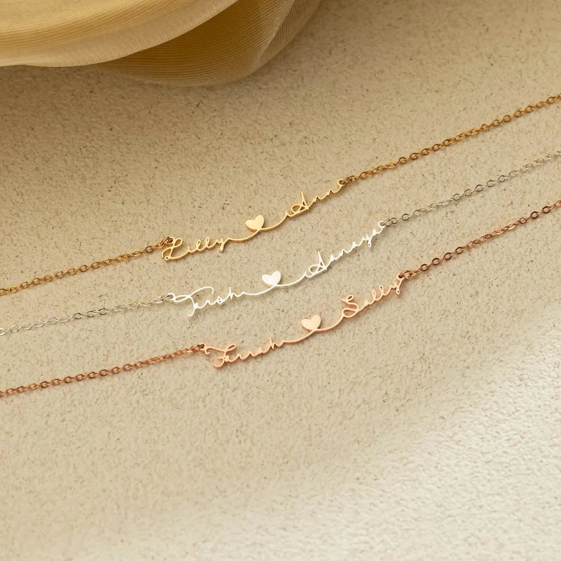  Personalized Two Name Necklace with Heart, Custom Couple Name Necklaces, Silver Letter Necklace for Women, Gifts For Couples, Lootquake LLC
