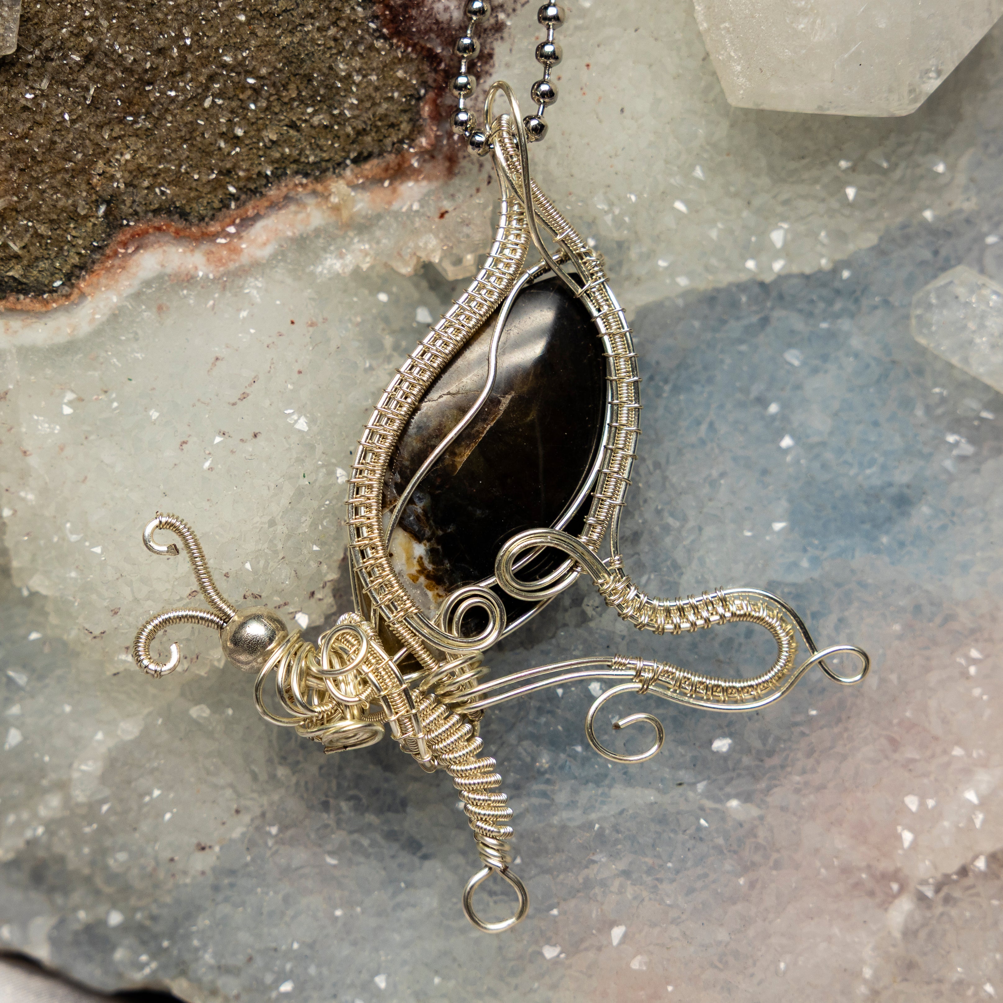 Agate "Butterfly" Wire Wrap Crystal Pendant - SJB-DIAMOND ELITES
