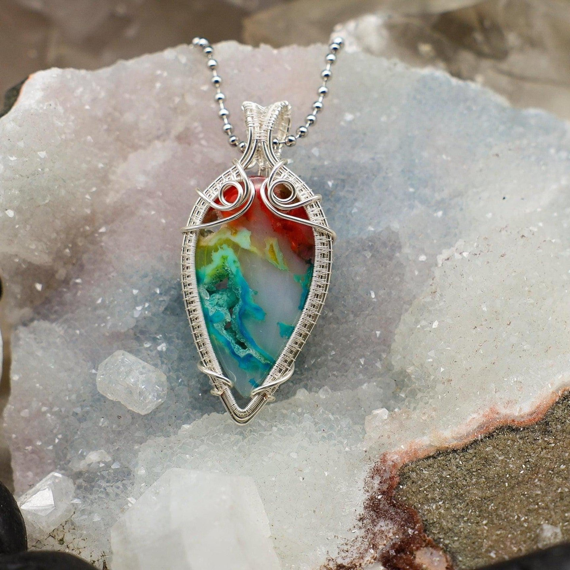 Agate Chakra Wire Wrap Crystal Pendant - SJB-DIAMOND ELITES