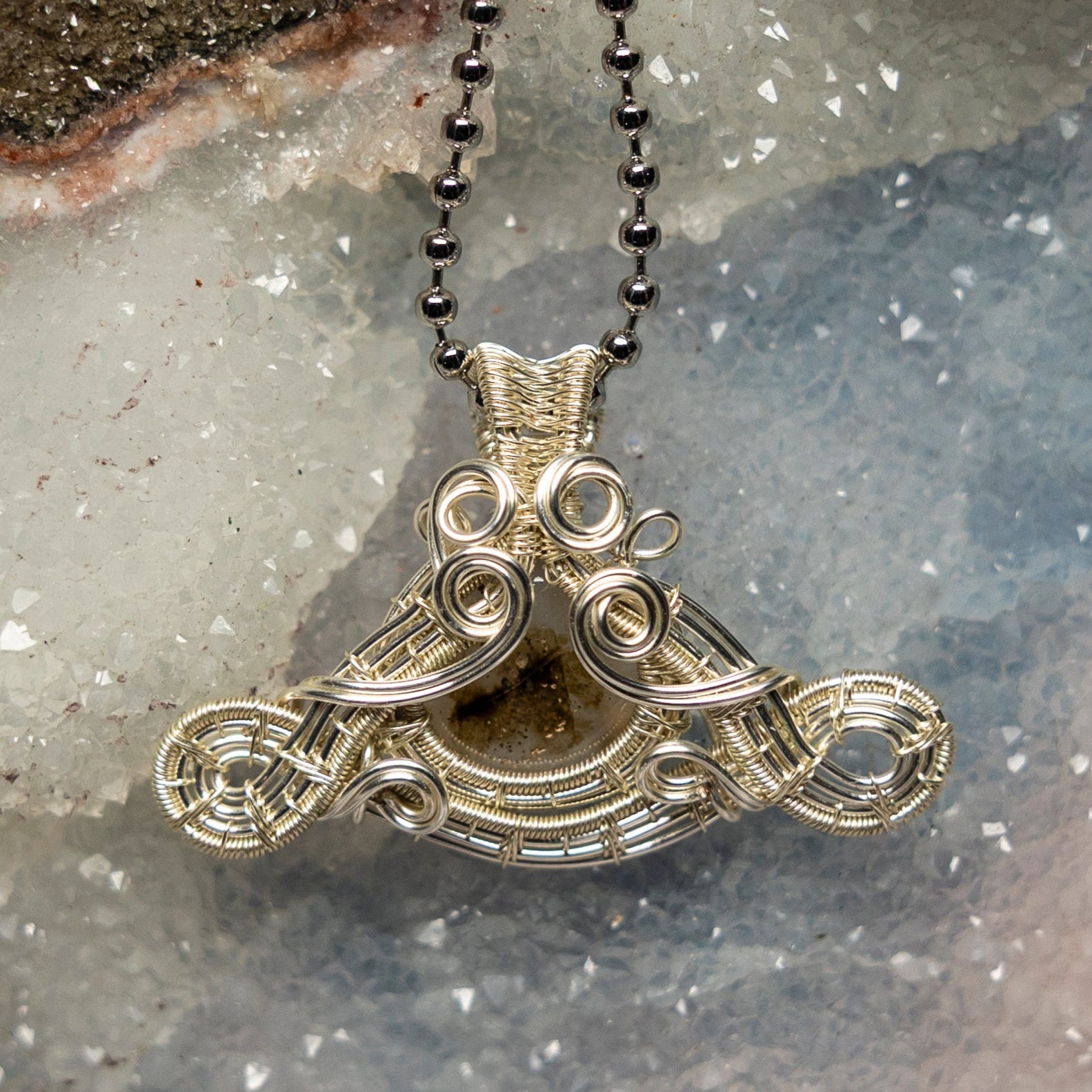 Agate "Eye" Wire Wrap Crystal Pendant - SJB-DIAMOND ELITES
