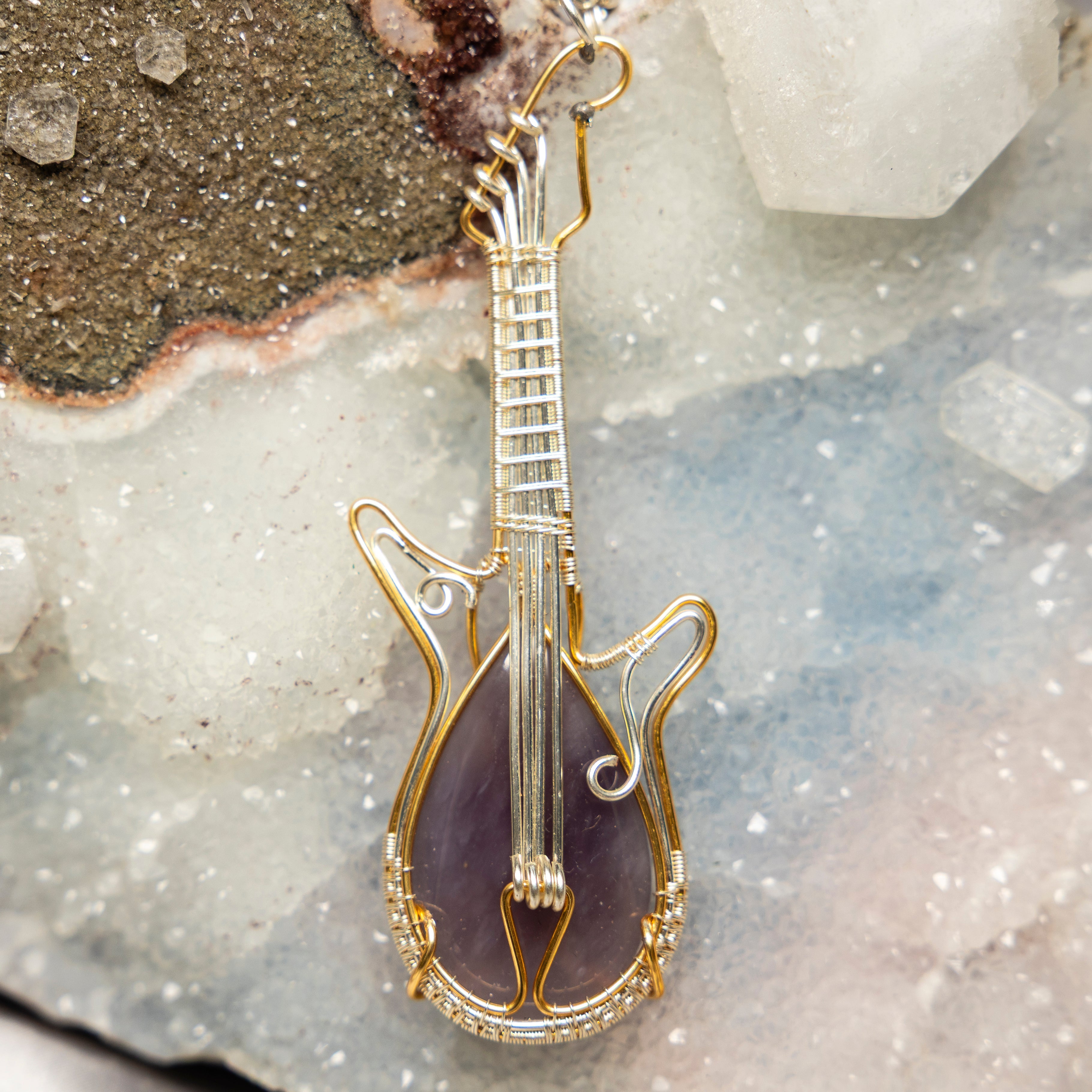 Agate "Guitar" Wire Wrap Crystal Pendant #3 - SJB-DIAMOND ELITES