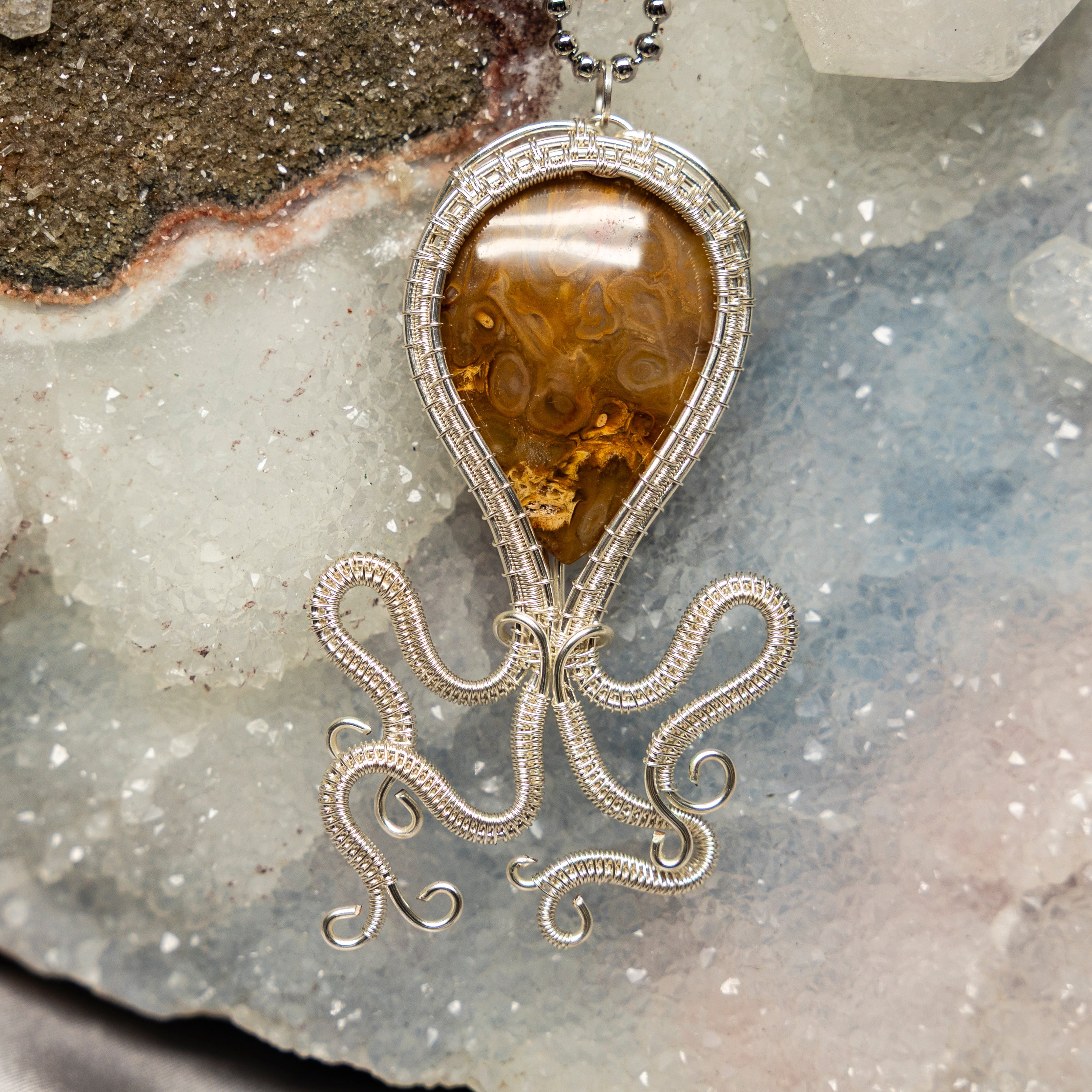 Agate "Squid" Wire Wrap Crystal Pendant - SJB-DIAMOND ELITES