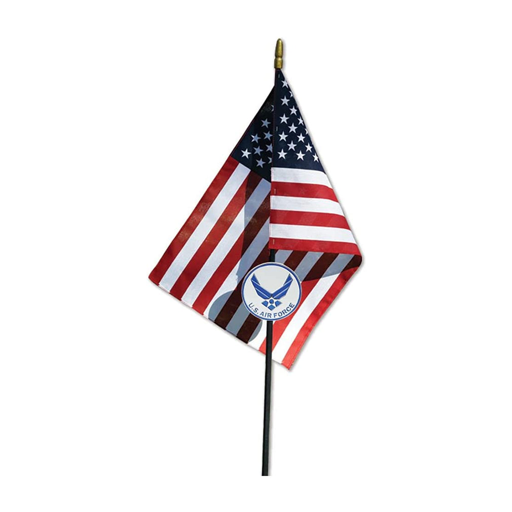 Air Force Wings Veteran Grave Marker With 30 Inch Tall American Cemetery Flag, Officially Licensed Military Seal. The Military Gift Store
