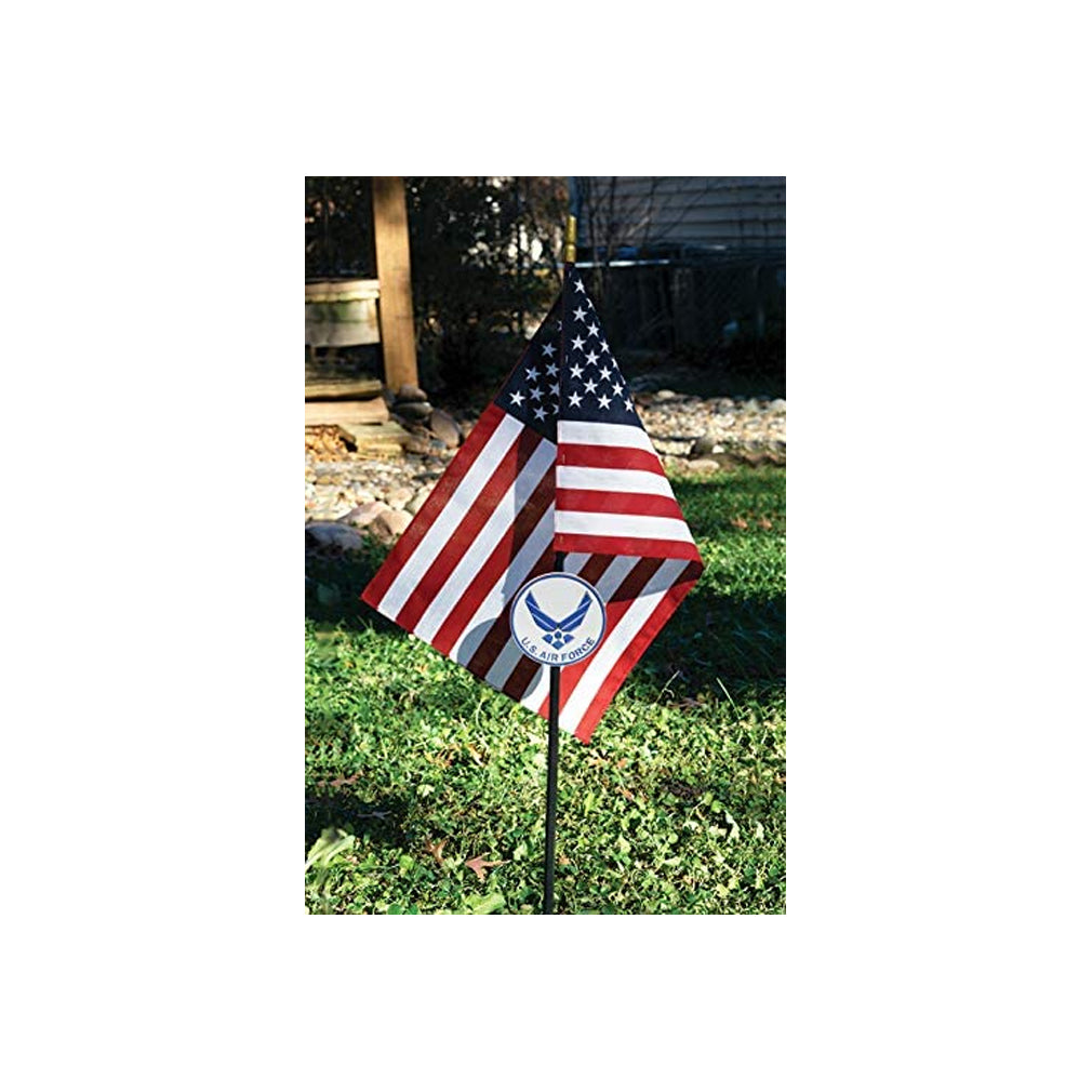 Air Force Wings Veteran Grave Marker With 30 Inch Tall American Cemetery Flag, Officially Licensed Military Seal. The Military Gift Store