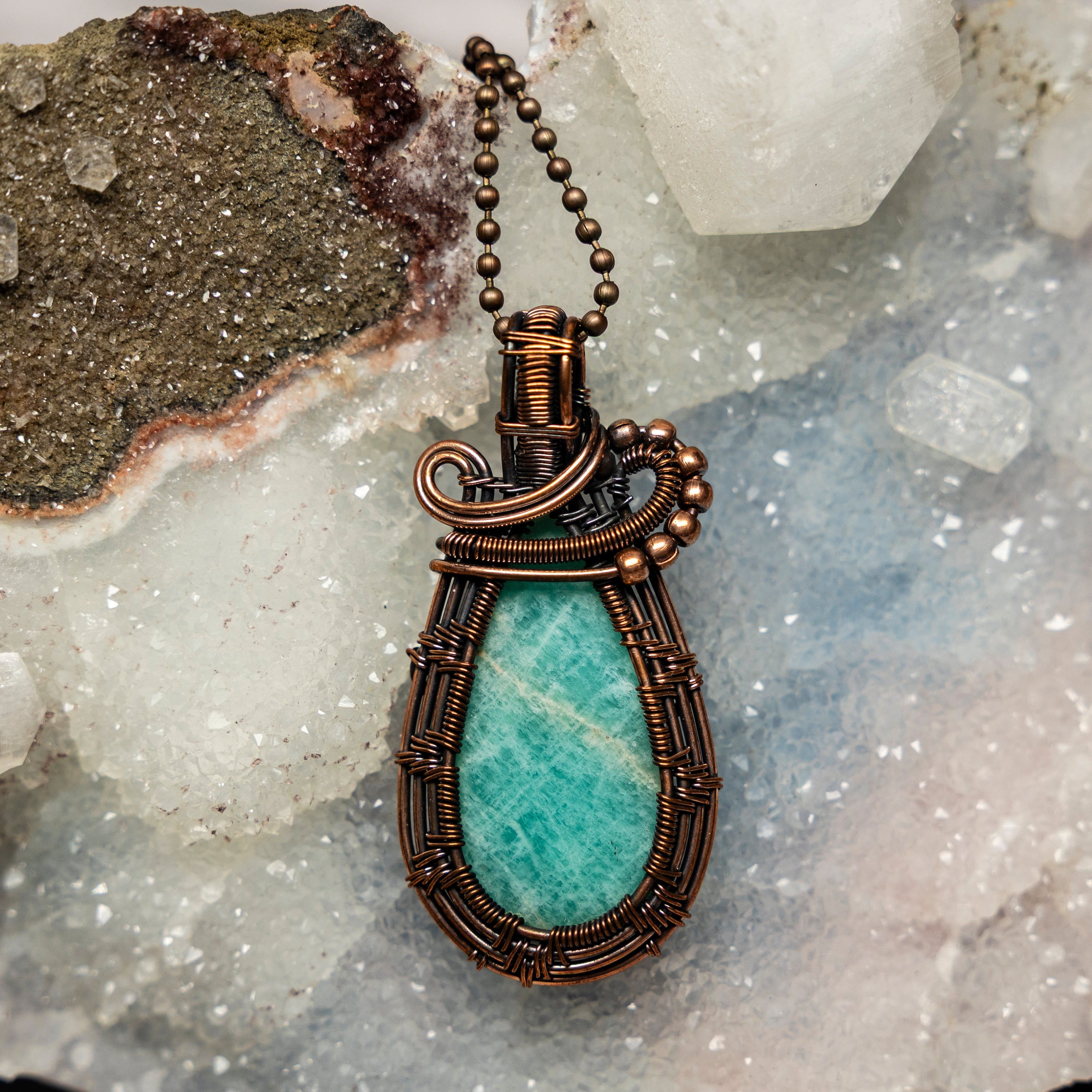 Amazonite Wire Wrap Crystal Pendant - SJB-DIAMOND ELITES