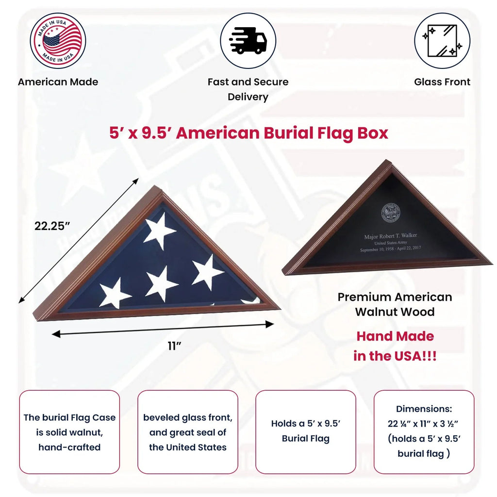 US Air Force Flag Display Case - Fit 3' x 5' Flag or 5x9.5 Flag The Military Gift Store