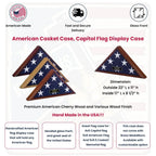 American Patriot Flag Display case Oak Finish, will hold a large American The Military Gift Store