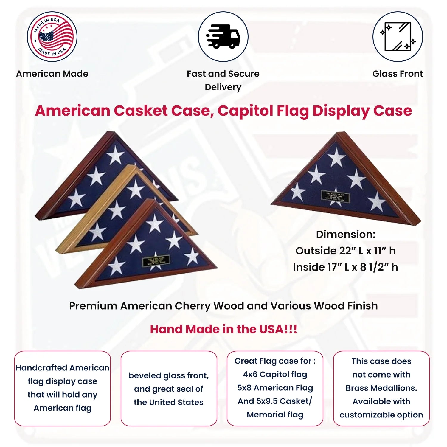 Best Selling Flag Display Case, Case for Casket Flag, Casket flag Case The Military Gift Store