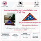American Made Flag and Pedestal Display Case - Size 3'x5' The Military Gift Store