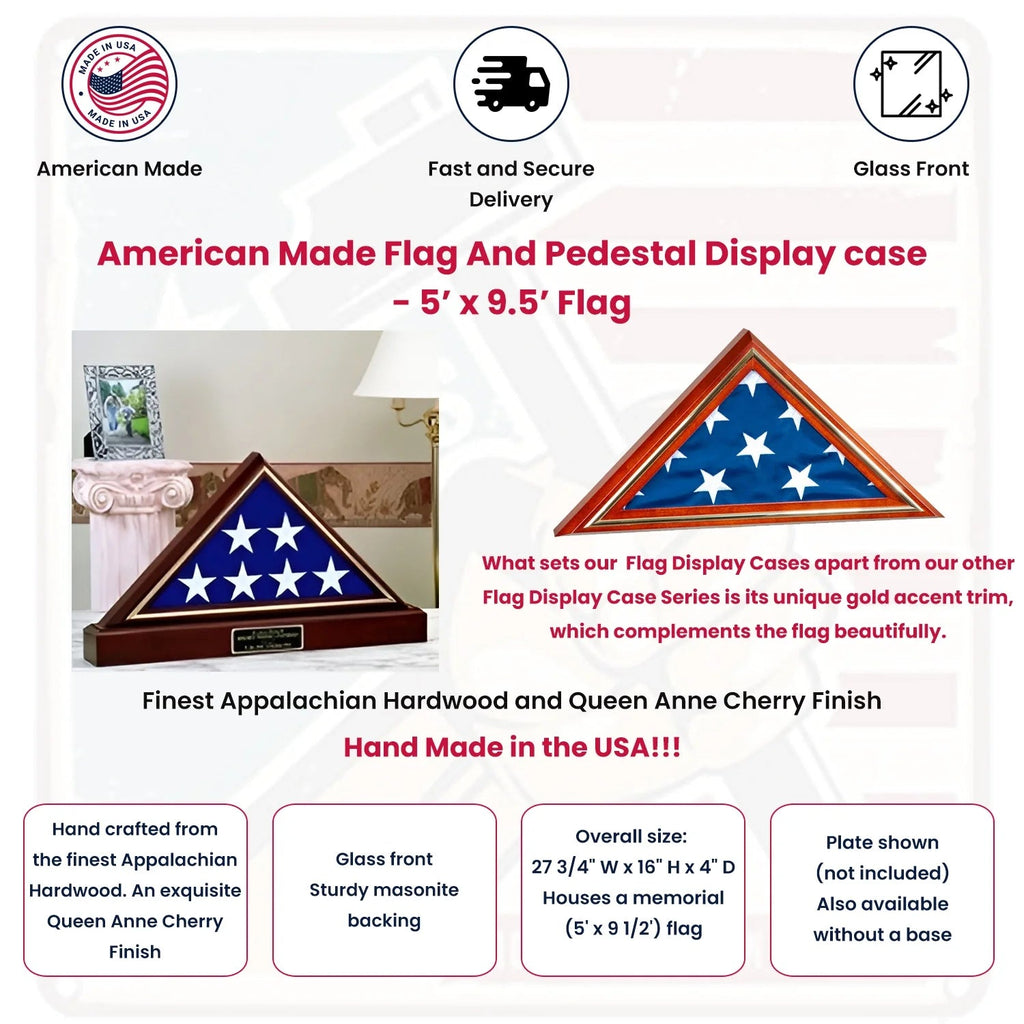 American Flag with Pedestal Display Case The Military Gift Store