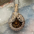 Ammonite Fossil Wire Wrap Crystal Pendant - SJB-DIAMOND ELITES
