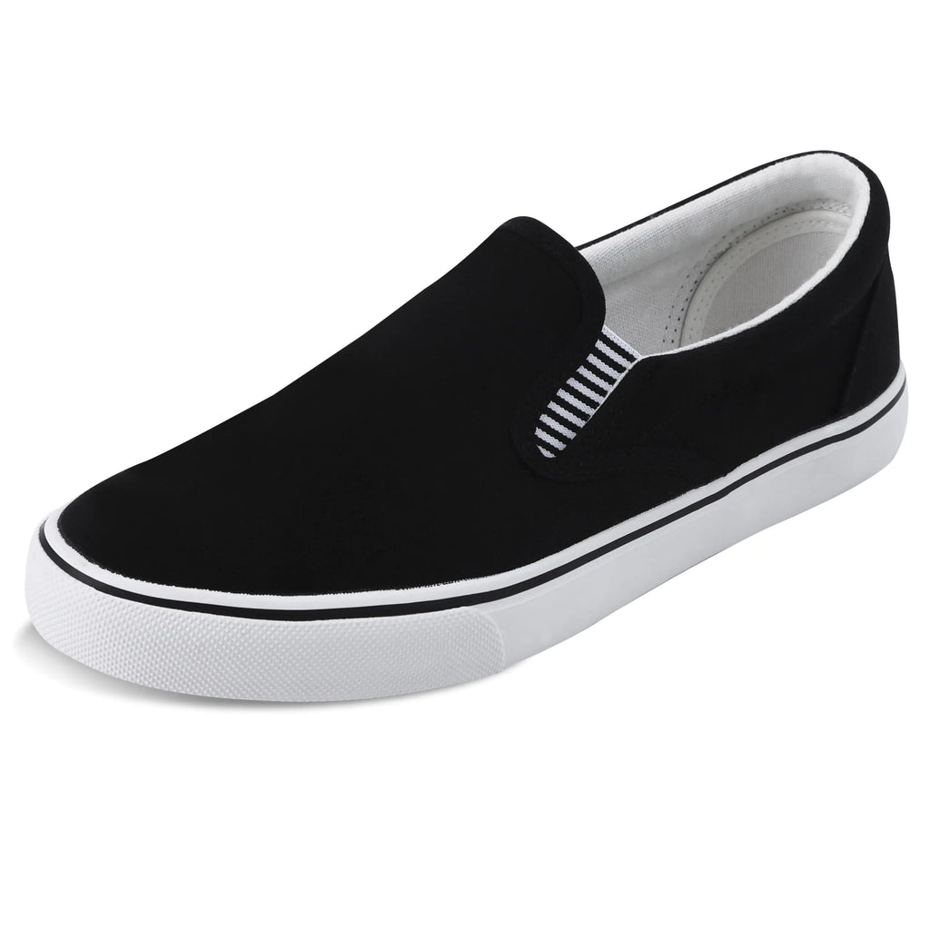 Mens Classic Canvas Shoes Slip on Sneakers Loafers Shoes Casual Fashion Shoes Black Pi-Mart