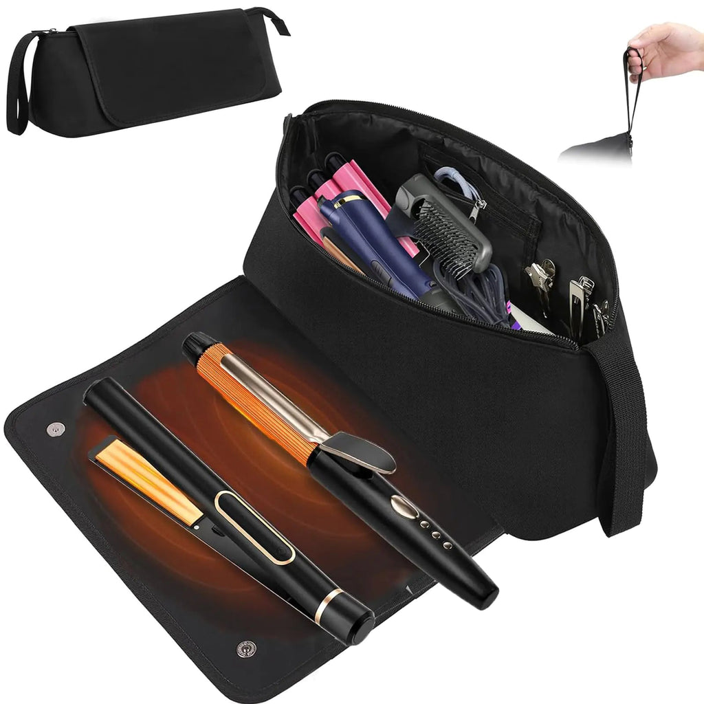 Hair Tools Travel Bag Hot Tools Organizer for Women Hair Styling Accessories Organizer Case Curling Iron Straightener Flat Iron Hair Essentials Dryer Storage Pouch for New Year Day Gift Black Lootquake LLC