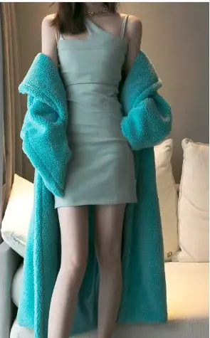 Long Winter Cashmere Lamb Winter Coat Pi-Mart