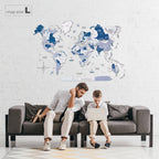 3D Wooden World Map Aqua Enjoy The Wood