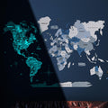 3D Luminous/Magnetic Colored Wooden World Map Aqua Enjoy The Wood