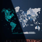 3D Luminous/Magnetic Colored Wooden World Map Aqua Enjoy The Wood