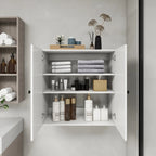 C2 Closet Shelves for bathroom,Wooden Closet System Modular With 2 Doors Shelves Wall Mount Organizer Modern Shelving for Walk in Closet Organization Bedroom Built in Clothes Storage 31.49''W x 16.04''D x 31.49''H Pi-Mart