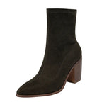 Autumn Women Modern Boots Office Lady Faux Suede Mid-calf Botas Woman Slip-on Pointed Toe Short Booties - SJB-DIAMOND ELITES
