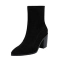 Autumn Women Modern Boots Office Lady Faux Suede Mid-calf Botas Woman Slip-on Pointed Toe Short Booties - SJB-DIAMOND ELITES