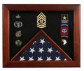 Military Flag medal display case, Mahogany wood for 3x5 flag grade finish The Military Gift Store