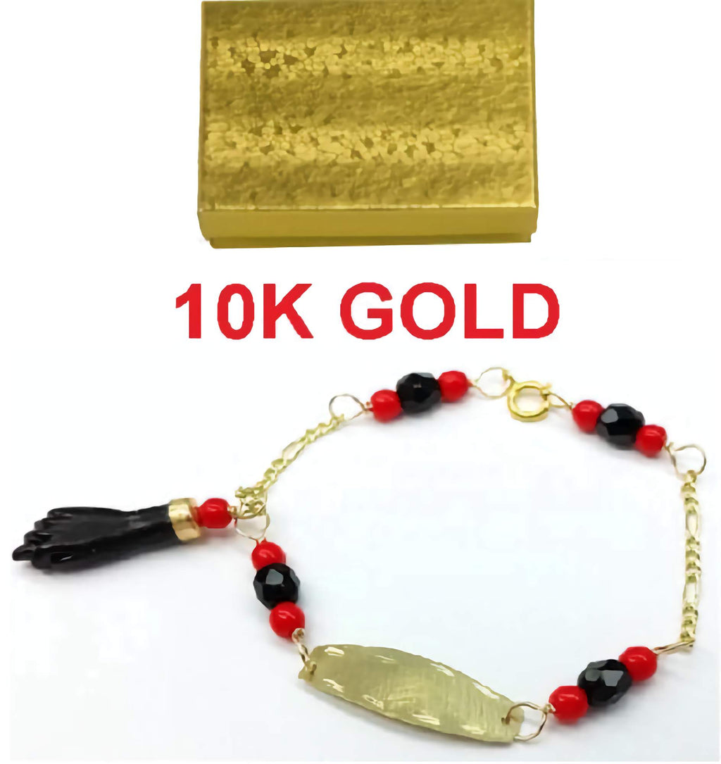 Pulsera Mano de Azabache 10K Oro Puro Para Bebe Jewelry And Perfumes