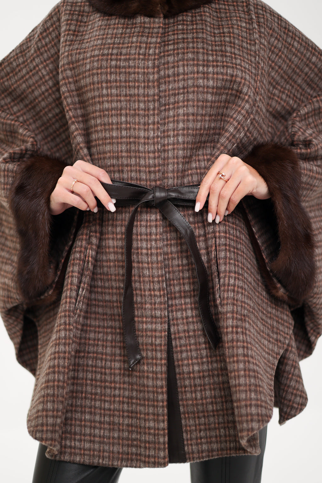 Genuine Scandinavian Mink Fur Double Face Wool Poncho - SJB-DIAMOND ELITES