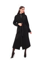 Pre-Order. Re-Stock Ships February 2026. Cambridge Comfort Wraparound Wool Cashmere Coat in Black