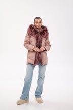 Genuine Silver Fox Fur Trim Down Insulated Parka - SJB-DIAMOND ELITES