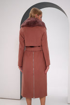 Genuine Polar Fox Cashmere Wool Back Zipper Coat - SJB-DIAMOND ELITES