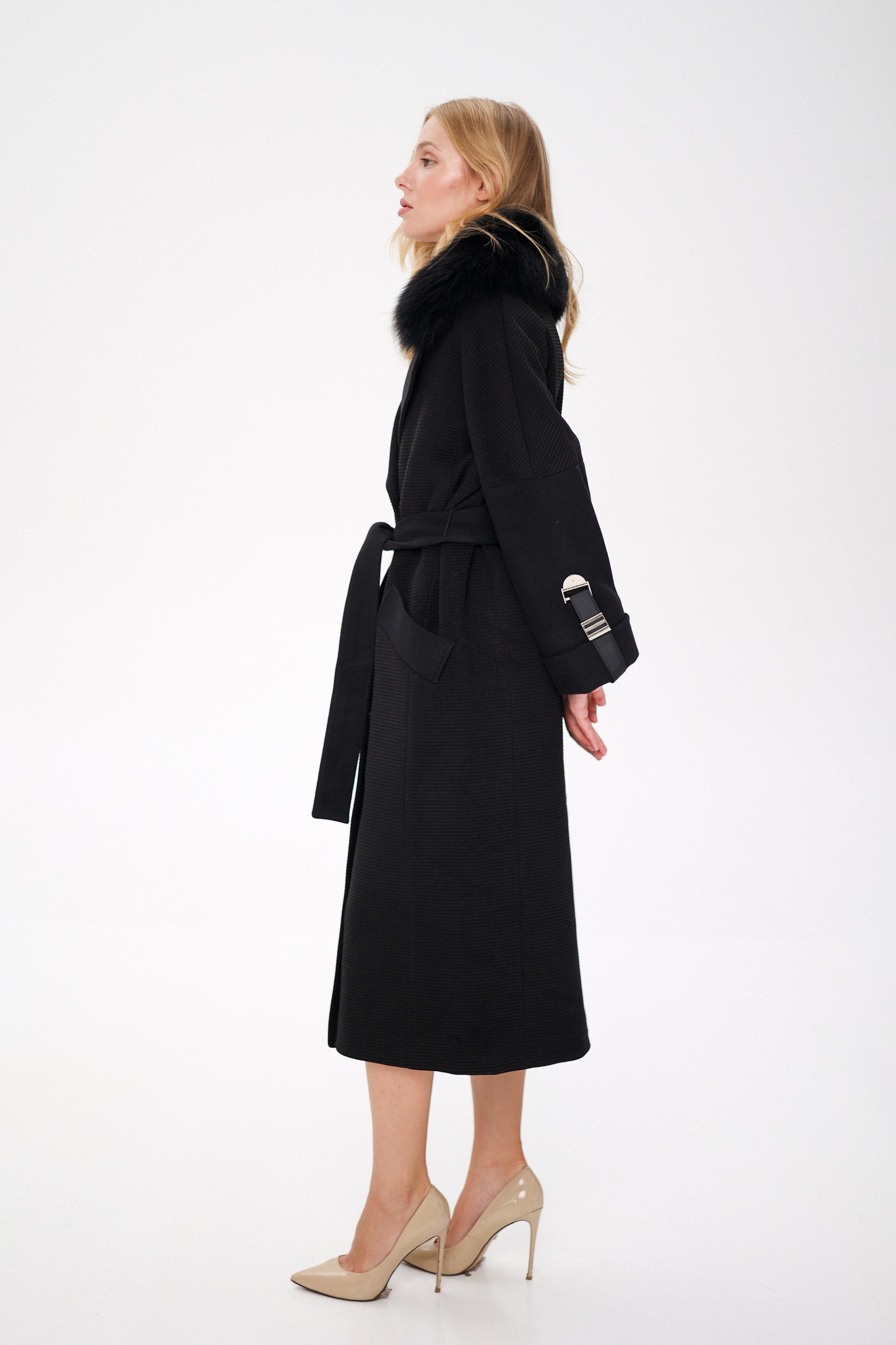 Derby Genuine Polar Fox Textured Cashmere Wool Coat - SJB-DIAMOND ELITES