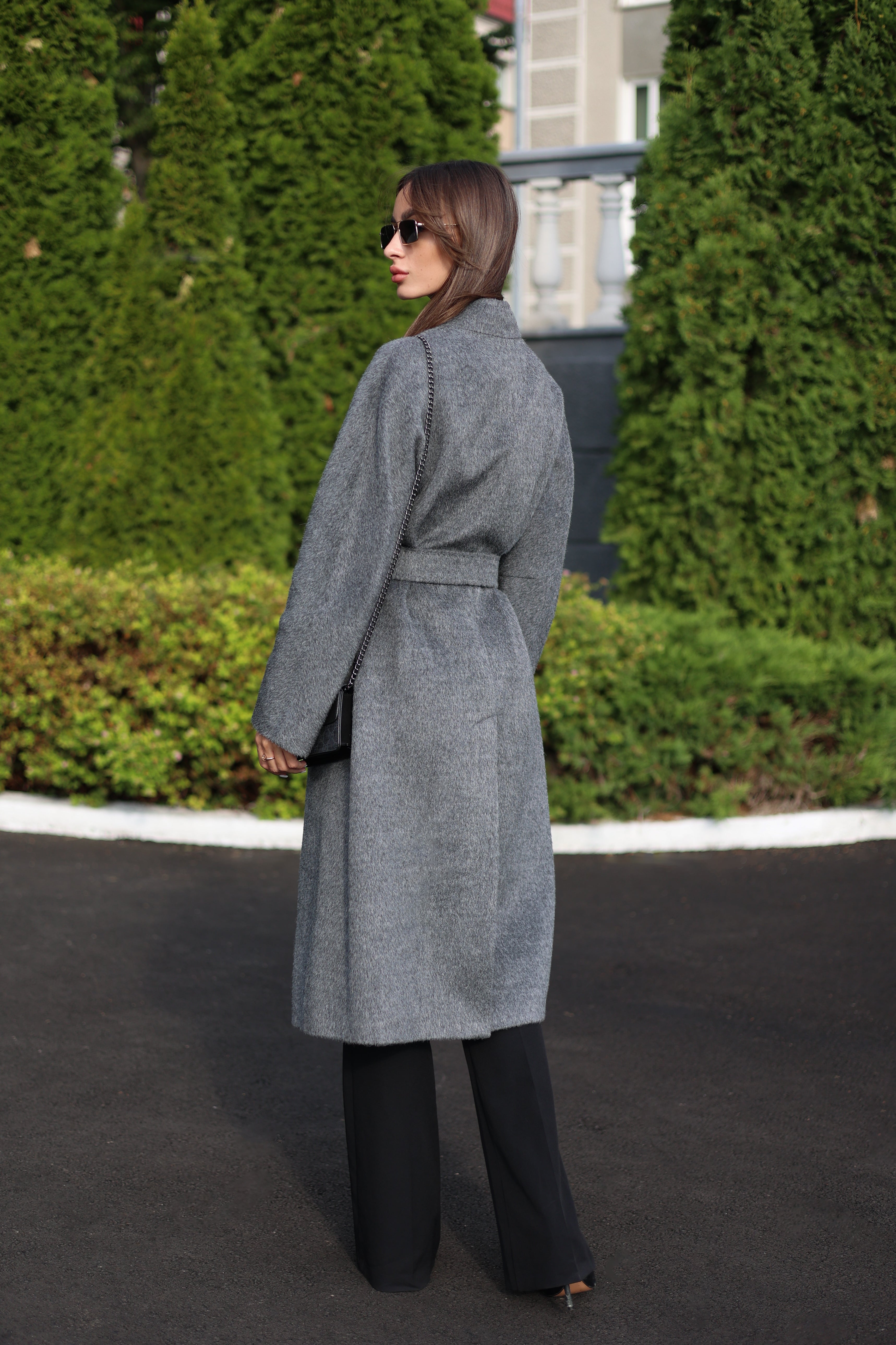 Alpaca Wool Blend Coat in Soft Grey - SJB-DIAMOND ELITES