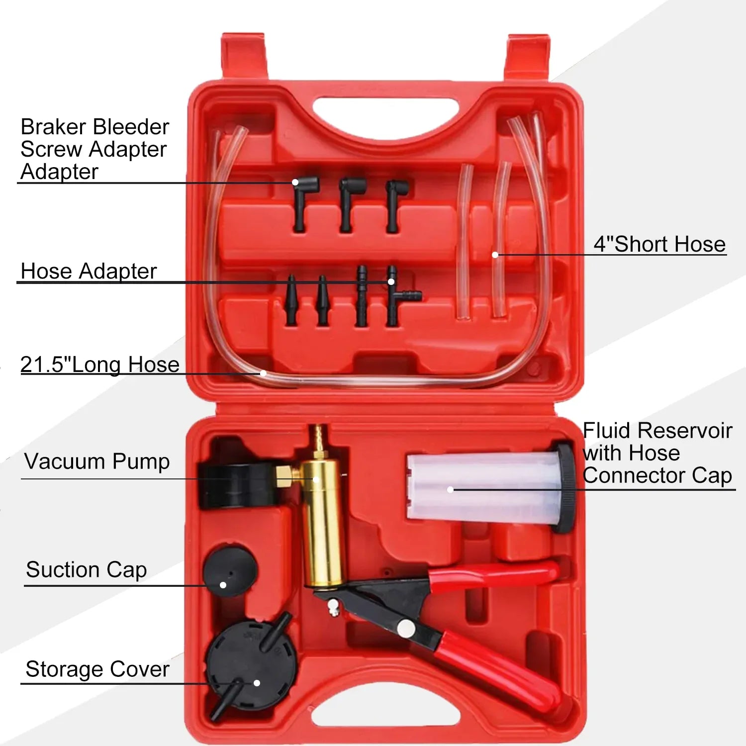 Hand Held Vacuum Pressure Pump Tester Set Brake Fluid Bleeder Bleeding Kit + Box Pi-Mart