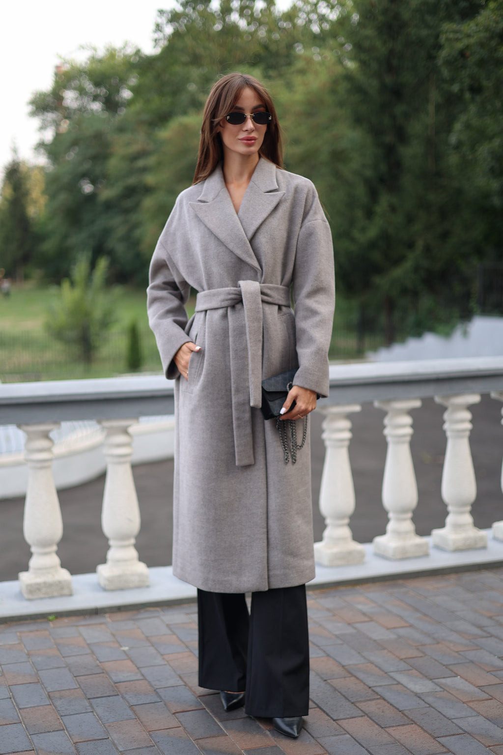 Classic Wool Blend Coat in Grey - SJB-DIAMOND ELITES