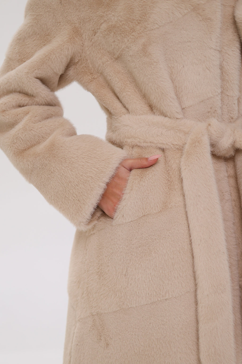 Faux Mink Effect Fur Hooded Coat - SJB-DIAMOND ELITES