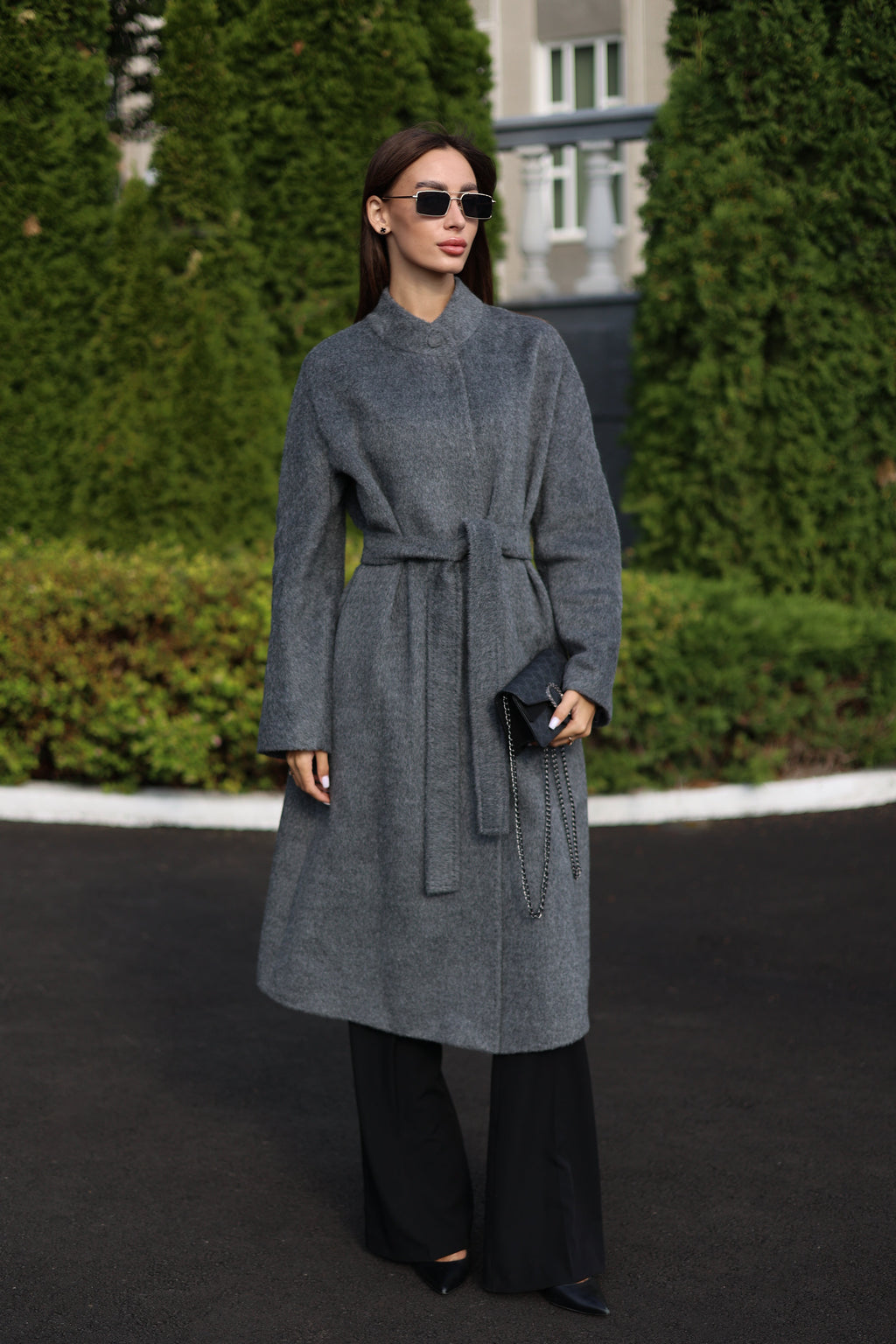 Alpaca Wool Blend Coat in Soft Grey - SJB-DIAMOND ELITES