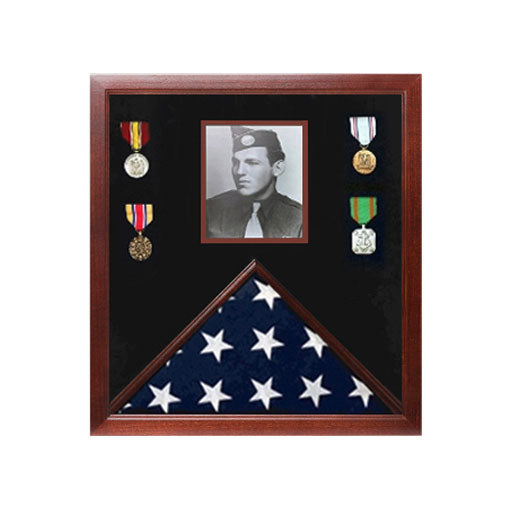 Flag and Document Display Case - Fit 5" x 8" flag. The Military Gift Store