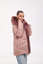 Genuine Silver Fox Fur Trim Down Insulated Parka - SJB-DIAMOND ELITES