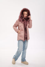 Genuine Silver Fox Fur Trim Down Insulated Parka - SJB-DIAMOND ELITES