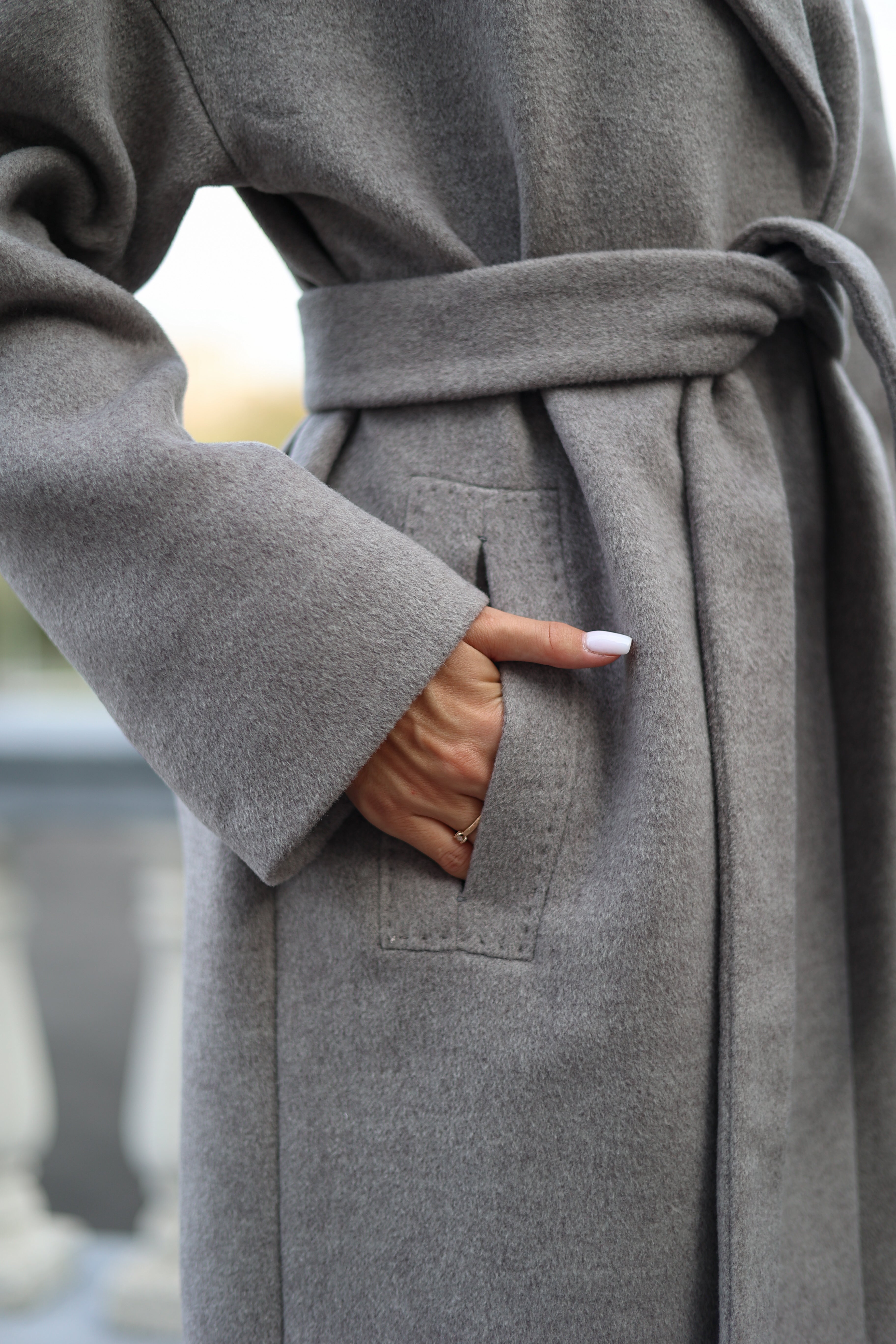 Classic Wool Blend Coat in Grey - SJB-DIAMOND ELITES
