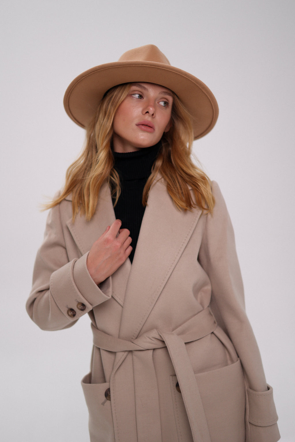 Eliza Classic Cashmere Wool Blend Overcoat in Nude - SJB-DIAMOND ELITES